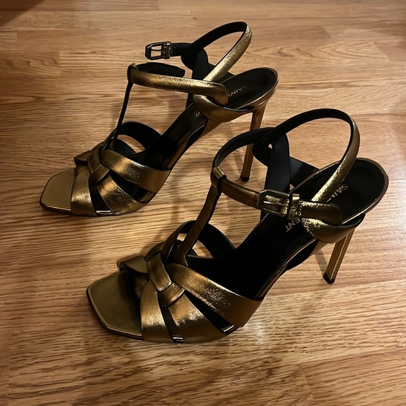 YSL Bronze gold strappy heels 39.5 - Picture 5 of 6